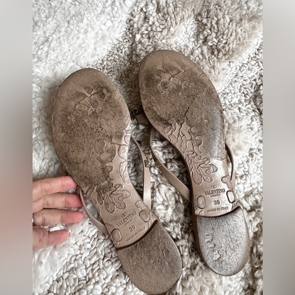 Valentino garavani rockstud jelly bow thong sandals nude beige 39 - Picture 5 of 9